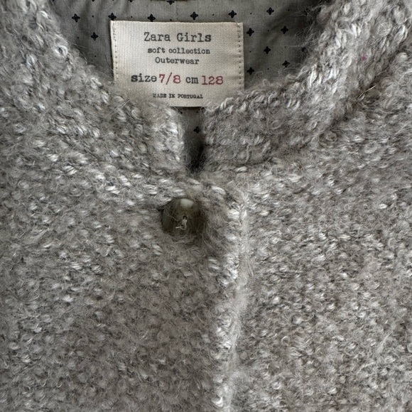 ZARA Girls Gray Pea Coat Minimalist Wool Design size 7/8 cm 128 - Picture 4 of 4